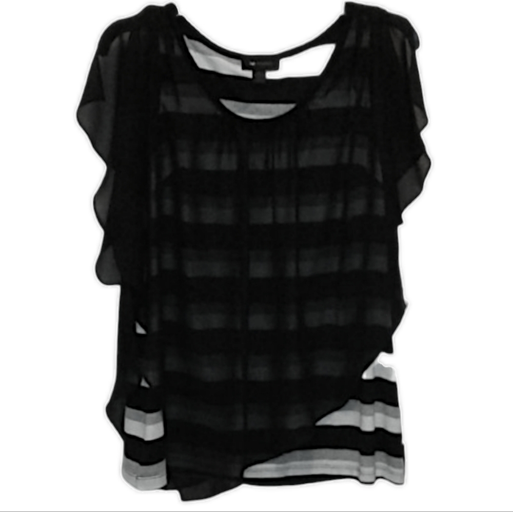AB Studio black sheer sleeve top